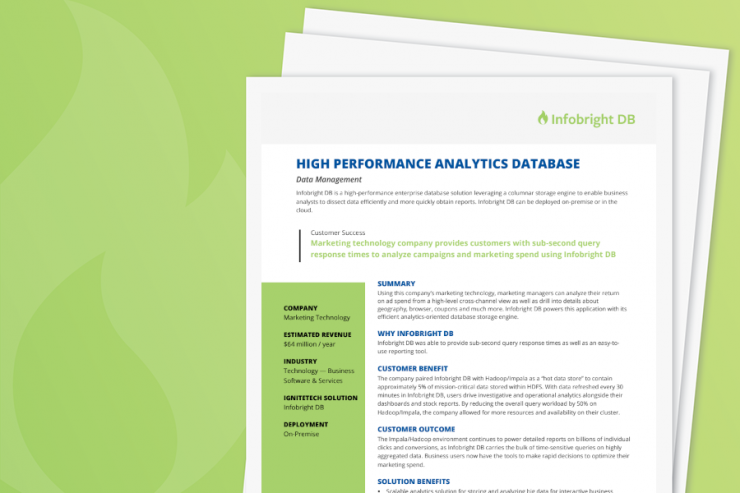 Infobright DB Use Case: High Performance Analytics Database