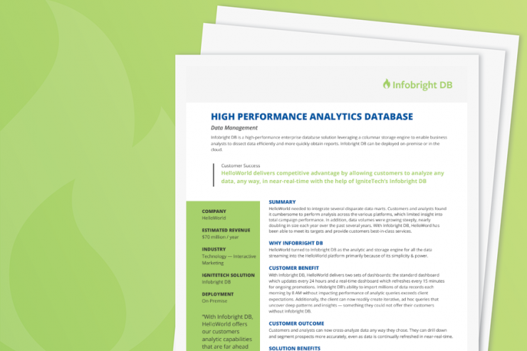 Infobright DB Use Case: HelloWorld